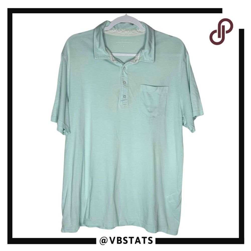 Vineyard Vines Men's Stripe Short Sleeve Pima Cotton Polo Shirt Blue White Large